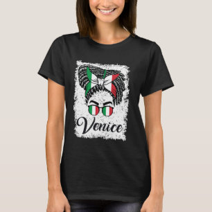 Camiseta Venecia Italia Bandera Negro Afro Messy Bun Hol It