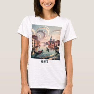 Camiseta Venecia Italia góndola canal acuarela retro viaje