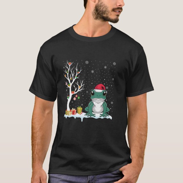 Camiseta Veneno Dart Frog Santa Hat Festividad de árbol de  (Anverso)