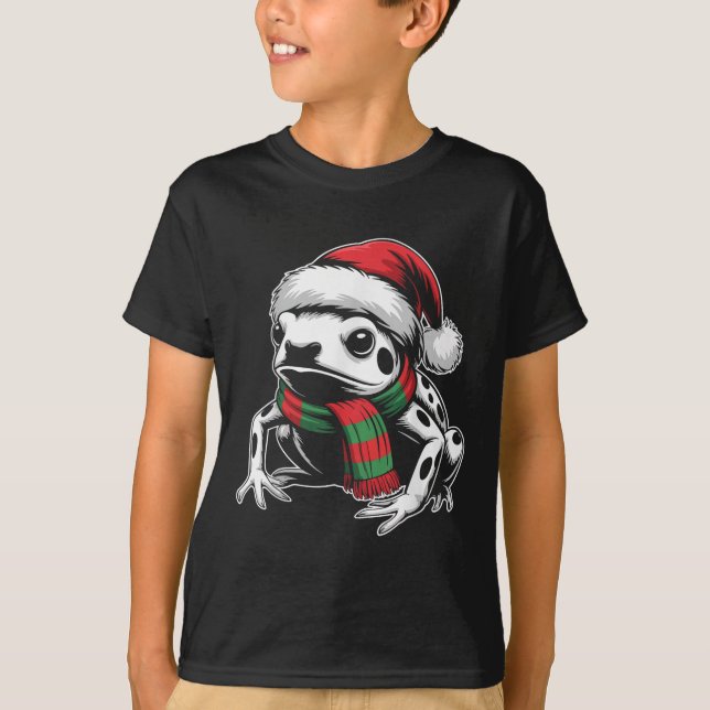 Camiseta Veneno Dart Frog Xmas Santa Hat Scarf Navidades Co (Anverso)