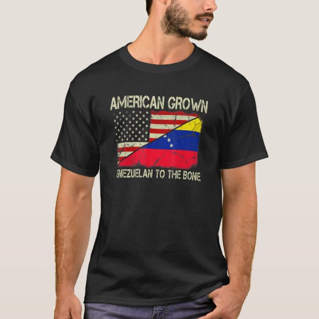 Camiseta Venezolano Americano Crecido A La Venezuela De Los (Anverso)