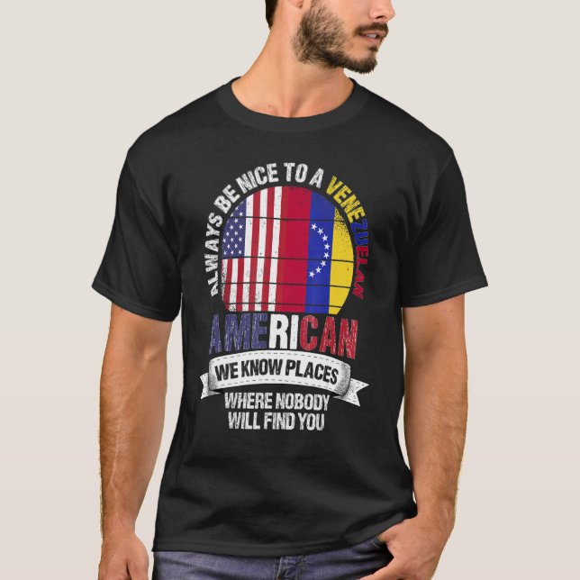 Camiseta Venezolano-norteamericano conocemos lugares donde  (Anverso)