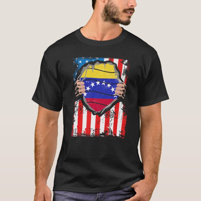 Camiseta Venezolano-norteamericano crece patriota bandera d (Anverso)