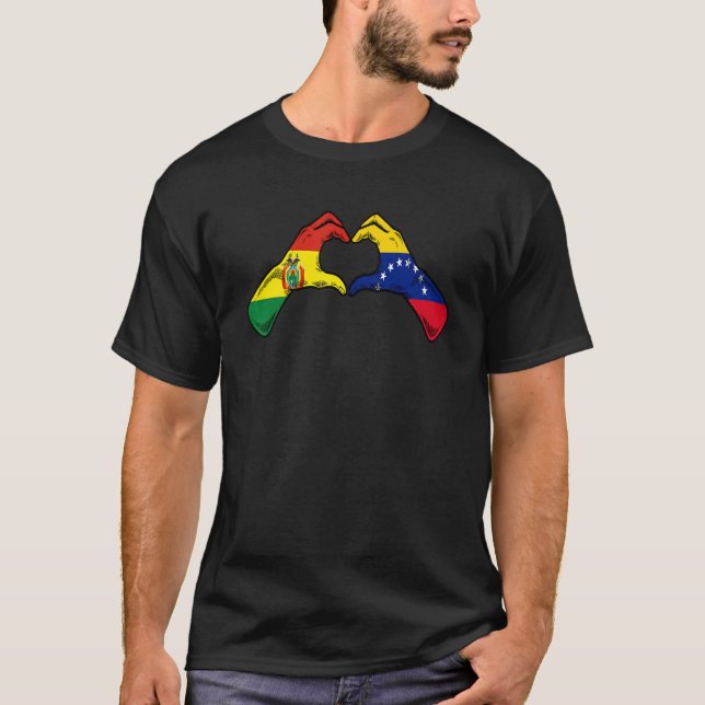 Camiseta Venezuela Bolivia Flag Venezuelan Bolivian Heart (Anverso)