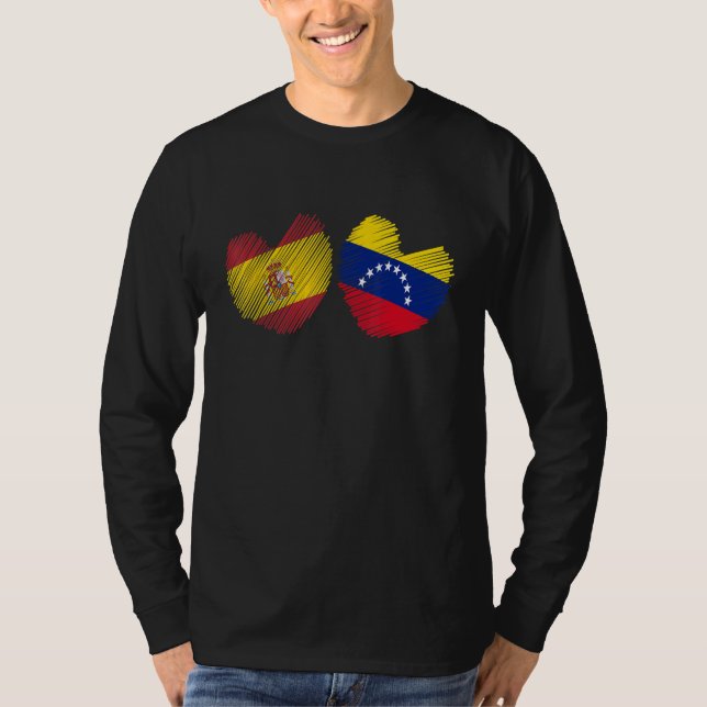 Camiseta Venezuela Spain Heart Spanish Flag Venezuelan Flag (Anverso)