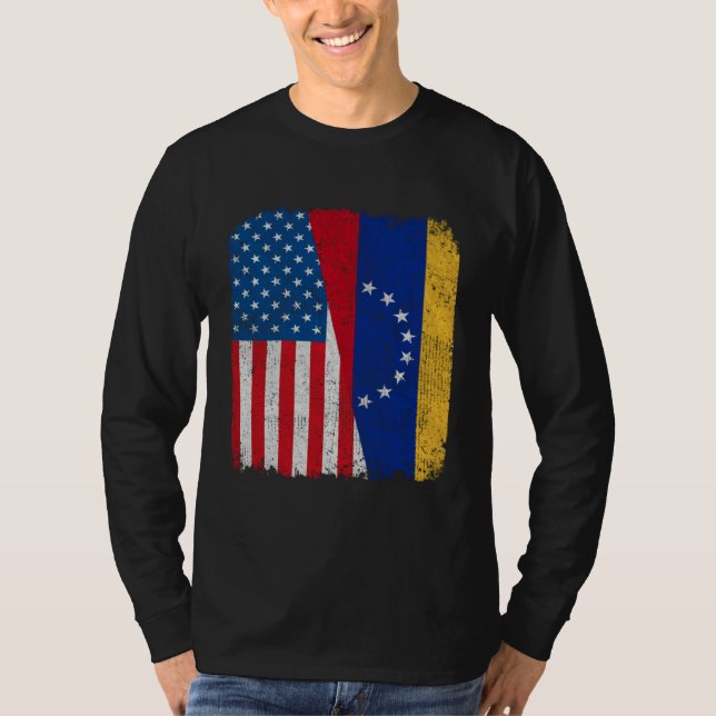Camiseta Venezuelan American Flag Half USA Venezuela Root P (Anverso)