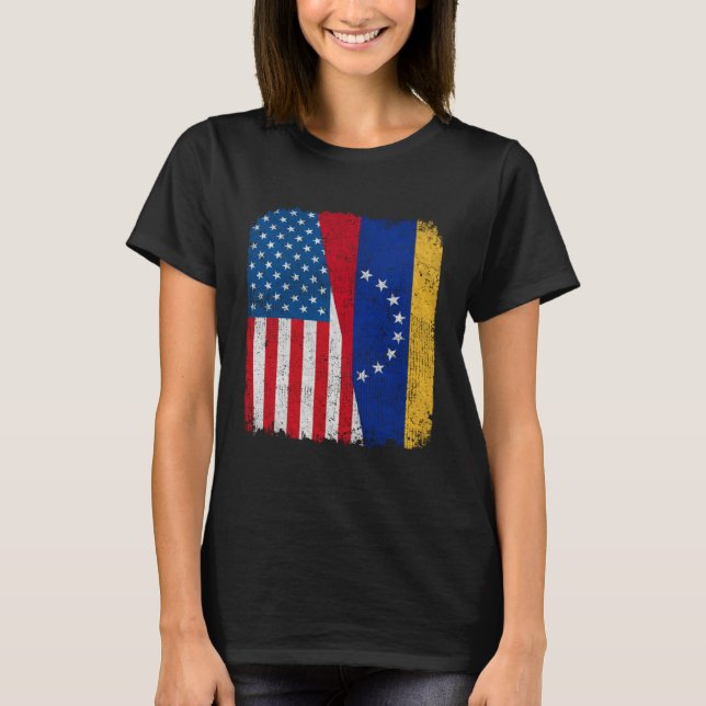 Camiseta Venezuelan American Flag Half USA Venezuela Root P (Anverso)