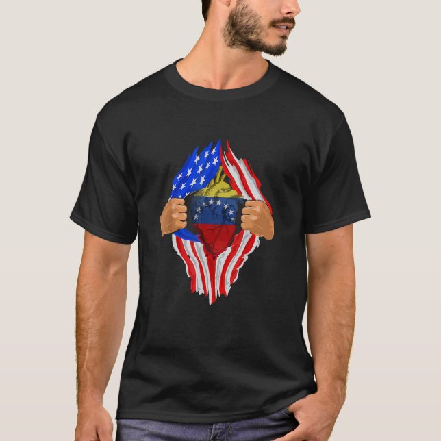 Camiseta Venezuelan Blood Inside Me Venezuela America Heart (Anverso)