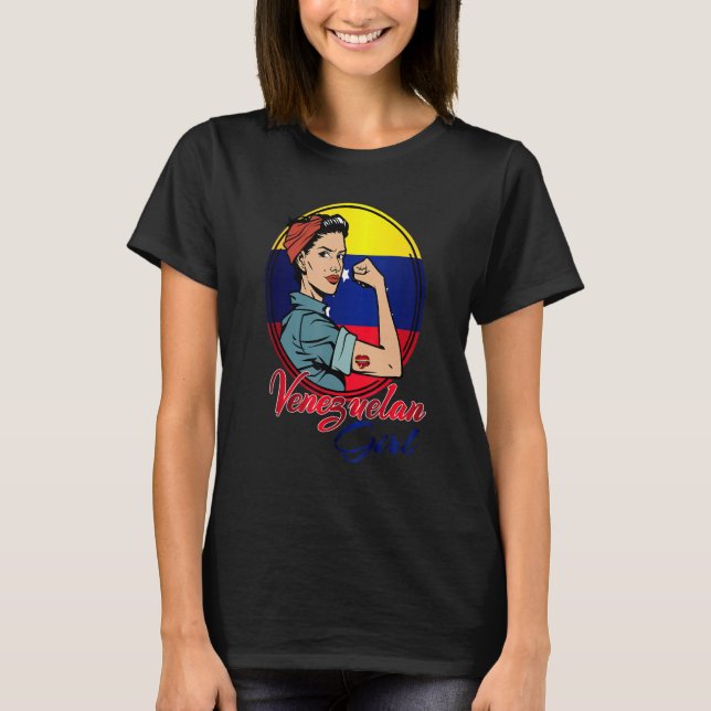 Camiseta Venezuelan Girl With Venezuela Flag (Anverso)