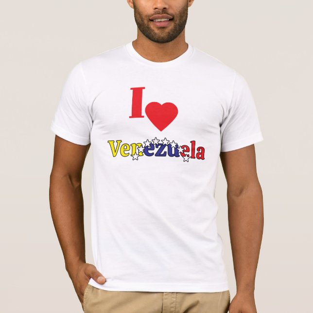 Camiseta venezuelan,mens heart, i love Venezuela ,flag (Anverso)