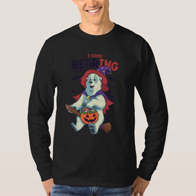 Camiseta Vengo con papá Chiste Pun Bear Witch Halloween (Anverso)