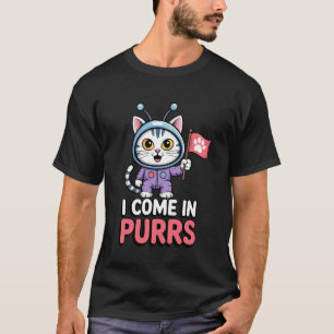 Camiseta Vengo en Diseño Divertido de Gato Alien con Ronron