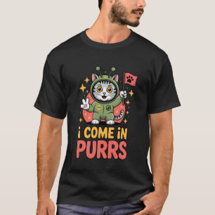 Camiseta Vengo en Gatos Alien Purrs Divertido Gato Alien