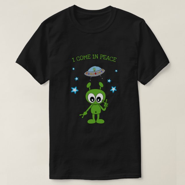 Camiseta Vengo en paz de los hombres de la nave espacial al (Diseño del anverso)
