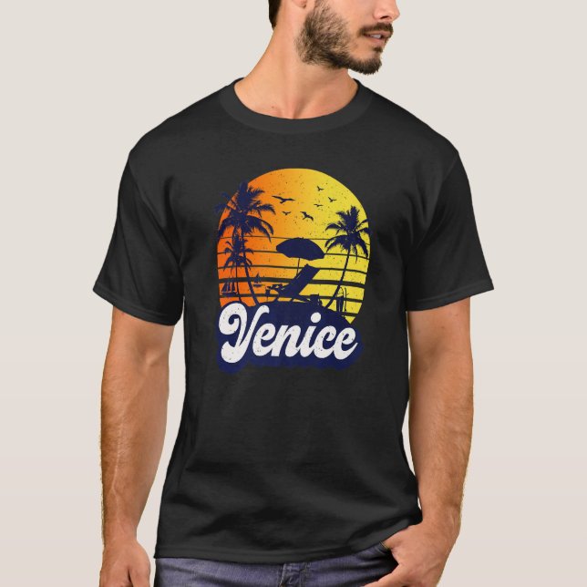 Camiseta Venice Florida Sunset Beach Retro Premium (Anverso)