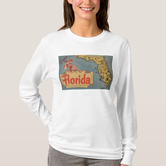 Camiseta Venido al mapa de la Florida del estado, chica (Anverso)