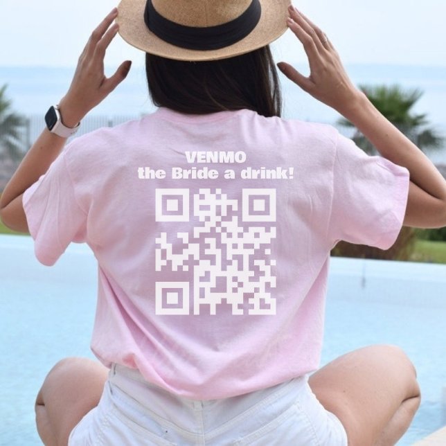 Camiseta Venmo a la Novia un Trago Código QR Brindis con Ch (Subido por el creador)