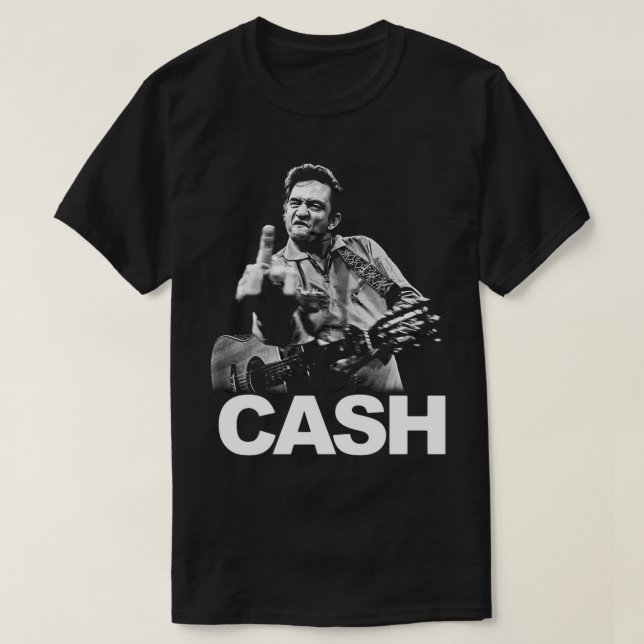 Camiseta Venta de Johnny Cash con guitarra y fin medio de H (Diseño del anverso)