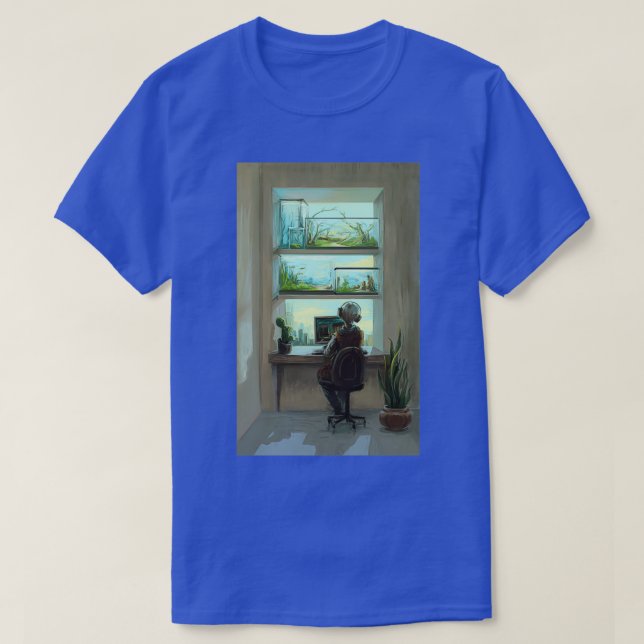 Camiseta Ventana con acuarios (Diseño del anverso)