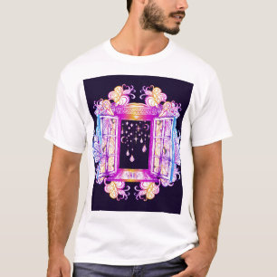 Camiseta Ventana de época, adorno floral: colorido.