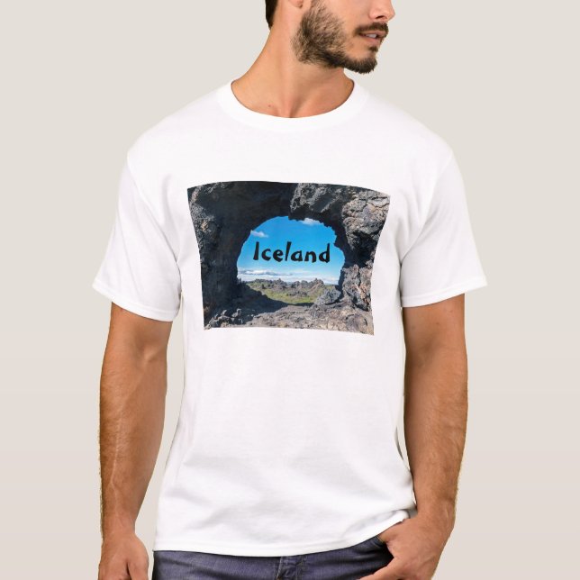 Camiseta Ventana de lava en Dimmuborgir, zona de Myvatn - I (Anverso)