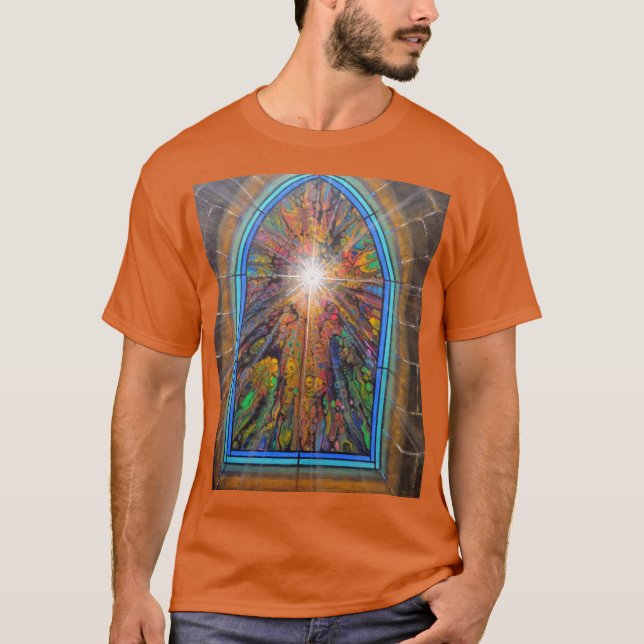 Camiseta Ventana de vidrio manchado de la iglesia (Anverso)