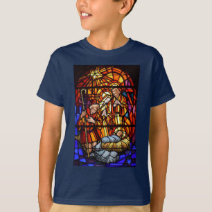 Camiseta Ventana de vidrio manchado Navidades de Natividad 