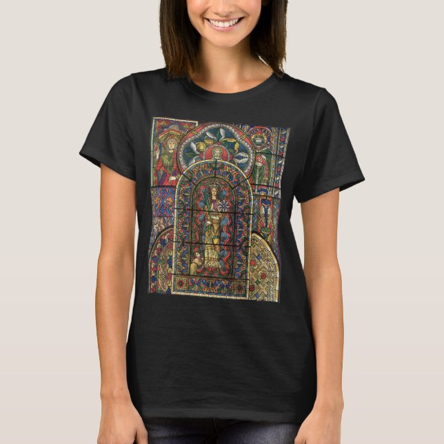 Camiseta Ventana de vidrio templado de la iglesia, arquitec (Anverso)