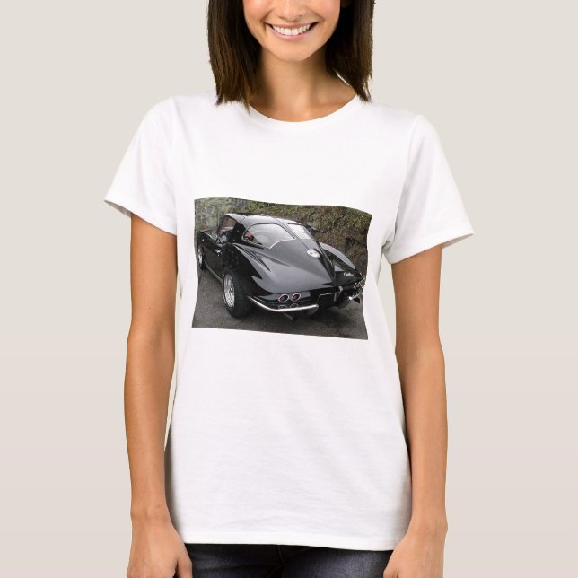 Camiseta Ventana dividida en negro clásica Corvette (Anverso)