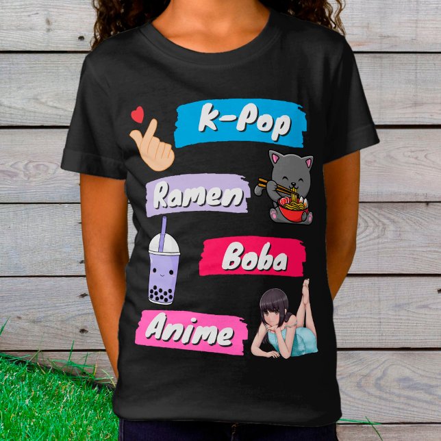 Camiseta Ventilador de la cultura K-Pop, Ramen, Boba y Anim (Subido por el creador)