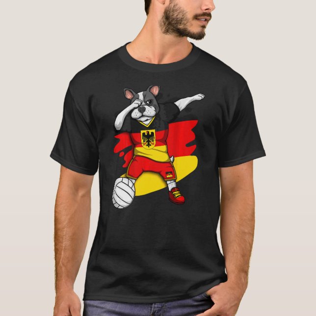 Camiseta Ventilador de voleibol alemán Dabbing Bulldog fran (Anverso)