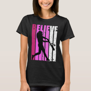 Camiseta Ventilador del Béisbol Rosado Cree Que Motivationa