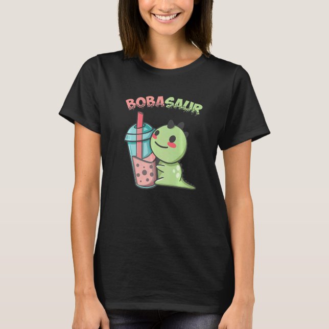 Camiseta Ventilador para beber té Bobasaur Bubble Tea Pun B (Anverso)