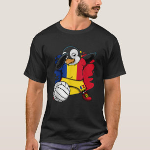 Camiseta Ventiladores de voleibol Dabbing Penguin Rumanía S