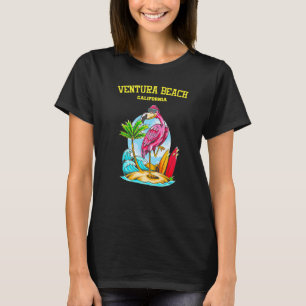 Camiseta Ventura Beach Flamingo Ocean Wave Surf Premium