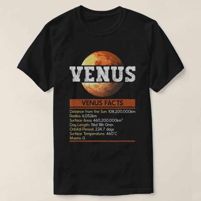 Camiseta Venus Facts - Venus Planet Space Lover T-Shirt (Diseño del anverso)