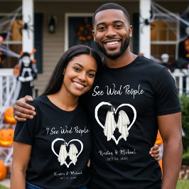 Camiseta Veo A Wed People Ghost Couple Halloween Boda