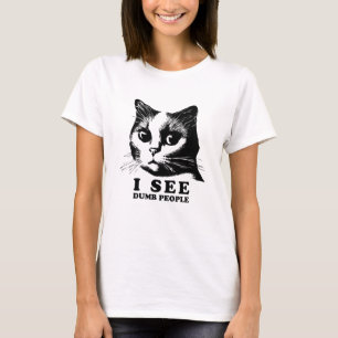 Camiseta Veo personas tontas   Gato gracioso