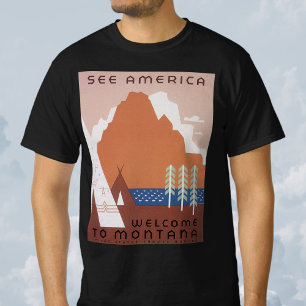 Camiseta Ver América Bienvenido a Montana, Viaje Antiguo