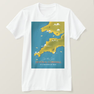 Camiseta Ver el Sol - cartel de viaje de Devon & Cornwall.