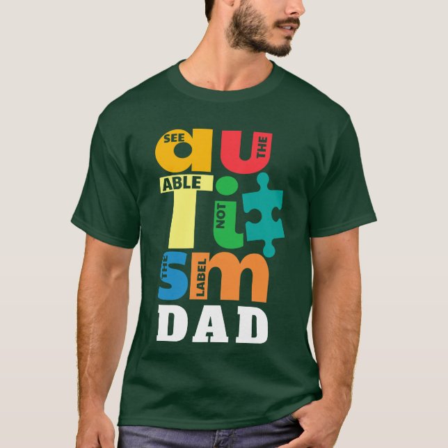 Camiseta Ver la etiqueta de autismo papá (Anverso)