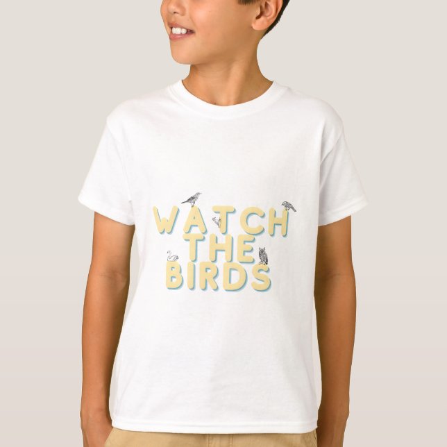 Camiseta ver los pájaros texto amarillo lindo (Anverso)