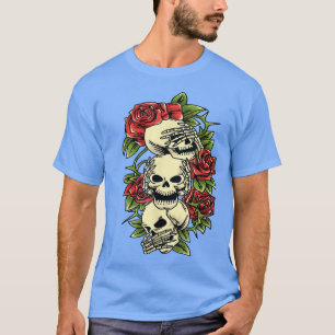 Camiseta Ver Oír no hablar mal esqueletos y Rosas