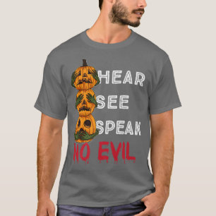 Camiseta Ver Oír No Mal Calabazas Halloween Sangrientas