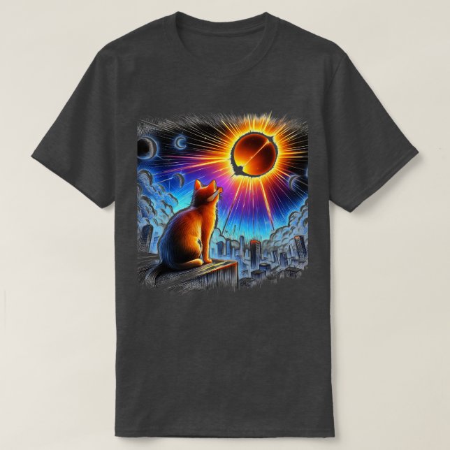 Camiseta Ver Totalidad Abril 8 2024 Gato de Astronomía Love (Diseño del anverso)