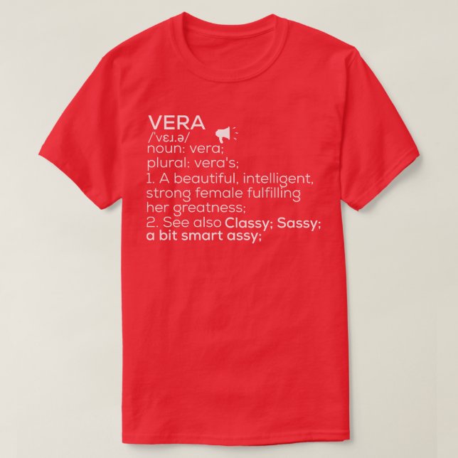 Camiseta Vera Nombre Vera Definición Vera Nombre Femenino V (Diseño del anverso)