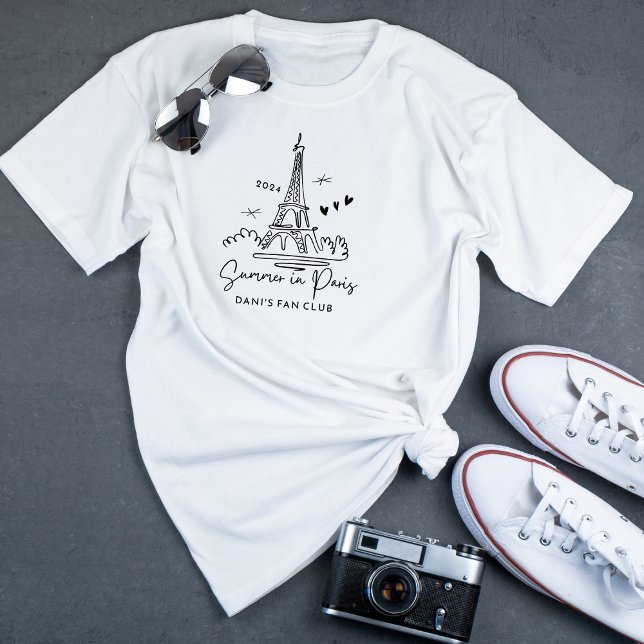 Camiseta Verano 2024 en París Viaje Torre Eiffel Personaliz (Personalize with year for your summer in Paris. Also add a name, group, sport, team, or athlete.
)