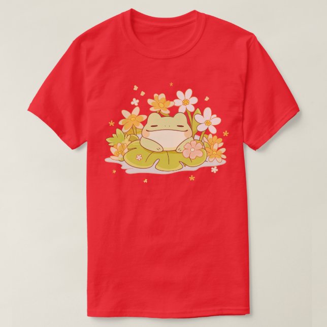 Camiseta Verano Alegre Rana Infantil Kawaii En Una Lirio De (Diseño del anverso)
