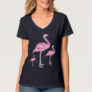 Camiseta Verano azul de la marina de los flamencos rosados