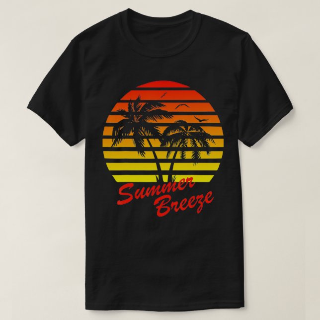Camiseta Verano Brisa 80 verano Playa Palm Tree Sunset (Diseño del anverso)